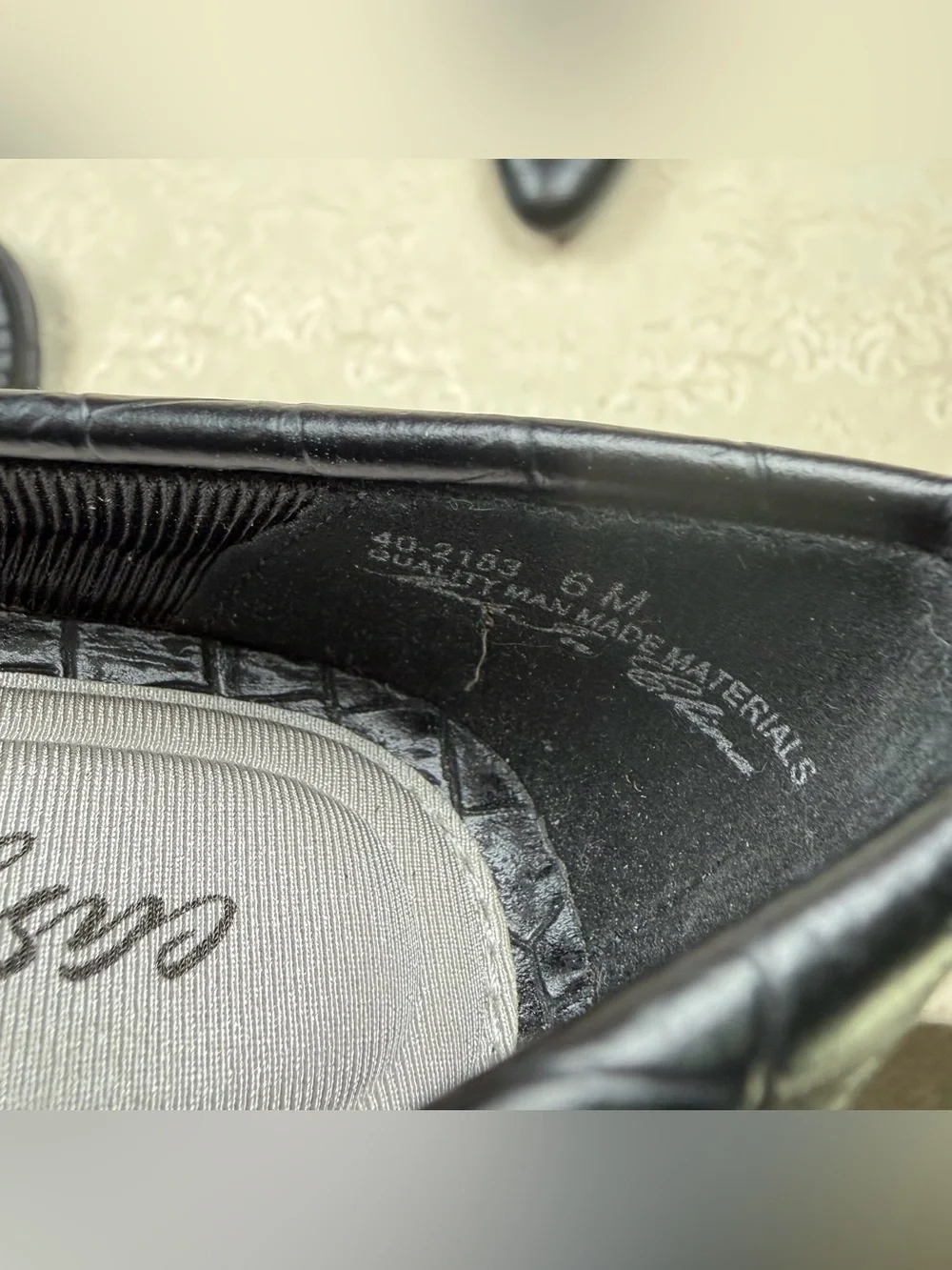 easy street Black Croc-Embossed Slip-On Pumps, 6, Casual, Dress